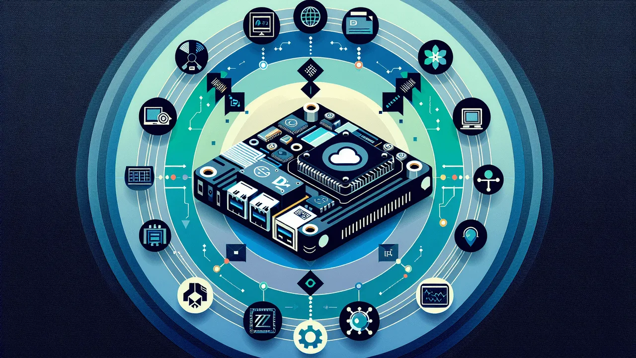 Design an image for a blog that captures the key technologies and concepts for an upcoming presentation. Start with a gradient background transitioning smoothly from dark blue to light blue to symbolize a shift from local to offsite backups. In the center, place a high-resolution image of the ODROID H3+ board. Surround this with the logos of the ZFS, Restic, and recognizable icons for Linux/Unix arranged in a circular fashion. Include subtle vector graphics illustrating the 3-2-1 Backup strategy near the top with three hard drive icons of varying sizes, two smaller distinctive storage media icons, and an offsite icon represented by a distant server or a cloud. On the side of the ODROID H3+, introduce geometric patterns or icons signifying data protection. Lastly, include small screen overlay icons in a corner to suggest a virtual and free-to-access orientation of the presentation. Make sure all elements are balanced and synchronized visually, thereby visually encapsulating the focus of the presentation.